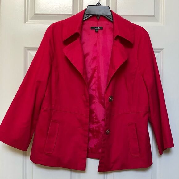 RAFAELLA WOMEN'S JACKET BLAZER SIZE L FUSCHIA COLLARED TWO BUTTONS CLOSURE - Picture 2 of 9
